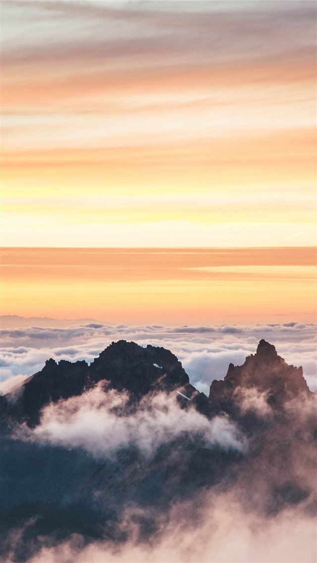 top view of mountain covered by clouds iPhone 8 wallpaper 