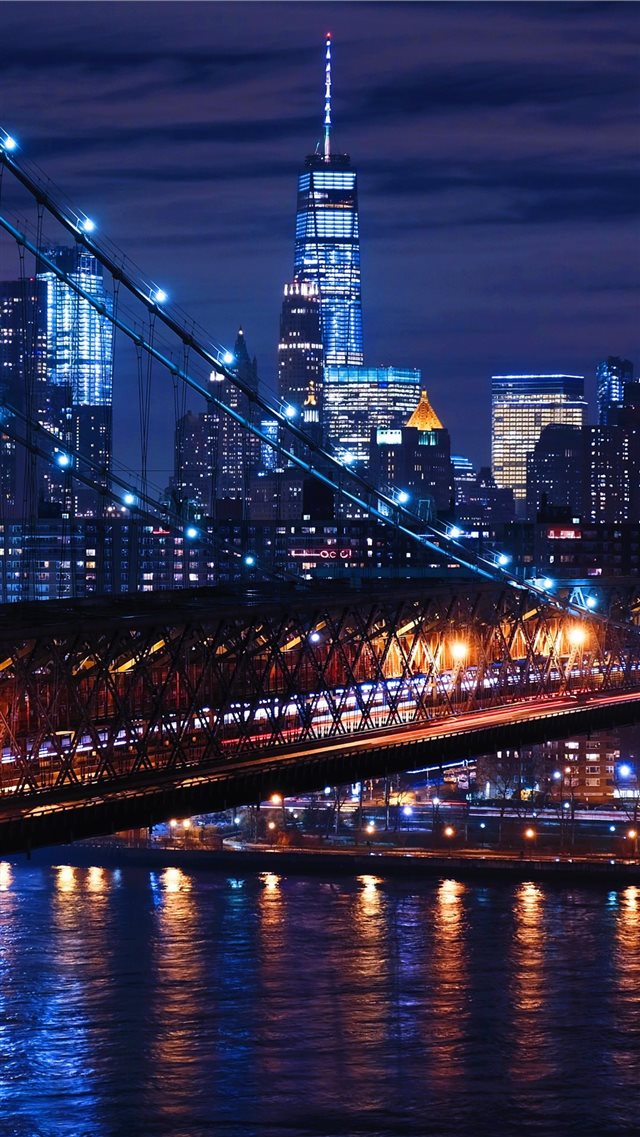 aerial photo of bridge during nighttime iPhone 8 wallpaper 