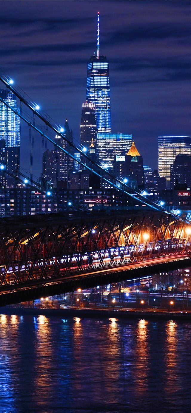 aerial photo of bridge during nighttime iPhone X wallpaper 