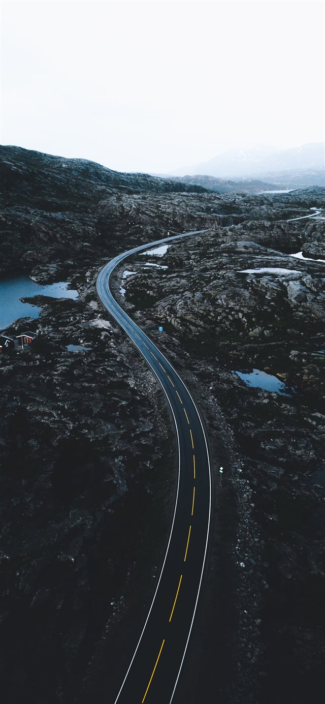 aerial photography of road iPhone X wallpaper 