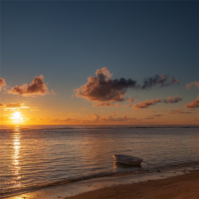 boat sea beach sunset 5k iPad Air wallpaper 