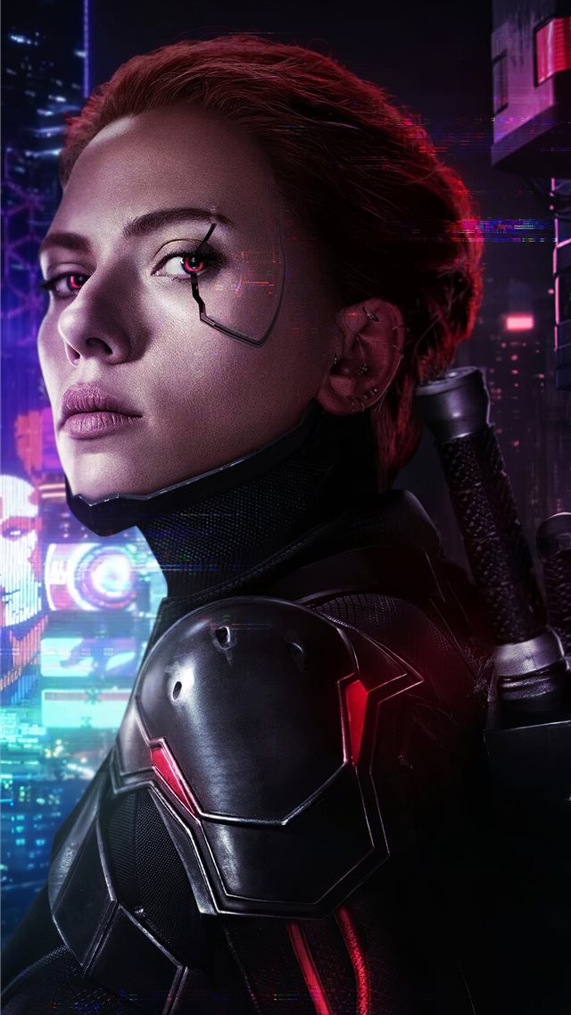 cyberpunk 2077 x avengers black widow iPhone 8 wallpaper 