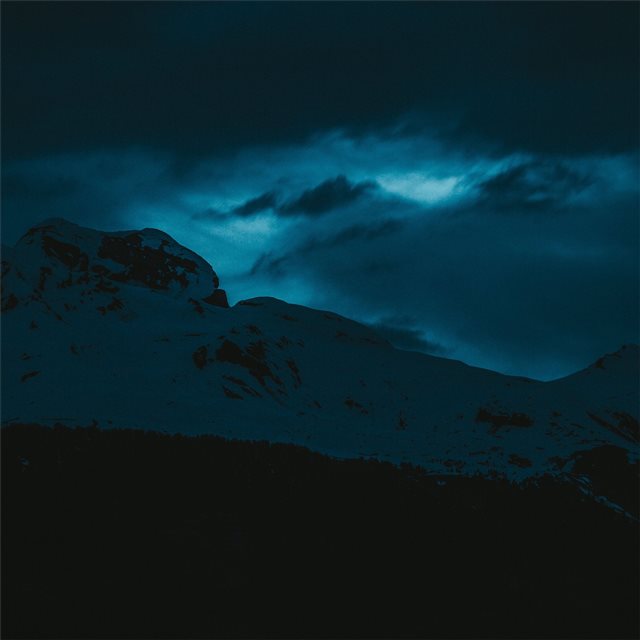 dark evening snow covered mountains 5k iPad Air wallpaper 
