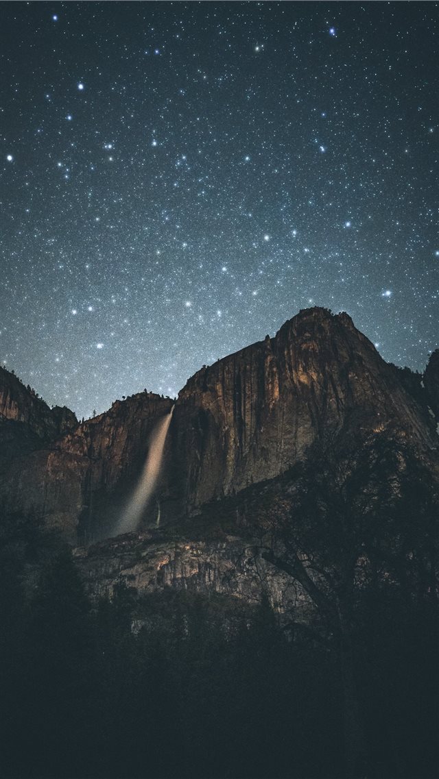 gray mountains at night iPhone 8 wallpaper 