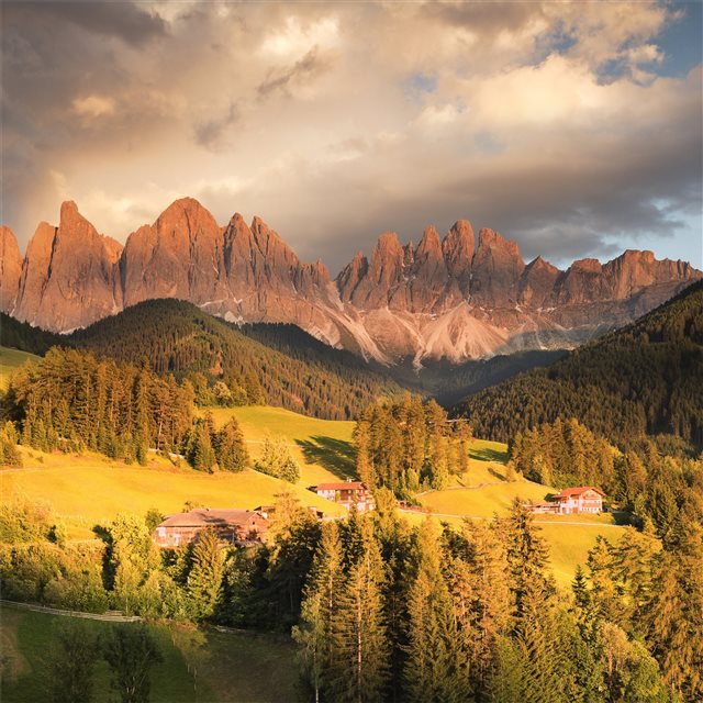italy mountains autumn forests houses grasslands 4... iPad wallpaper 