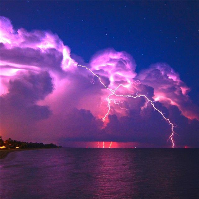 lightning pink sky 4k iPad Air wallpaper 