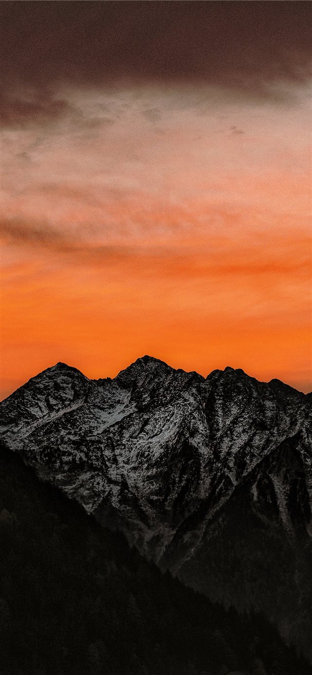 mountain summit during sunset iPhone X wallpaper 