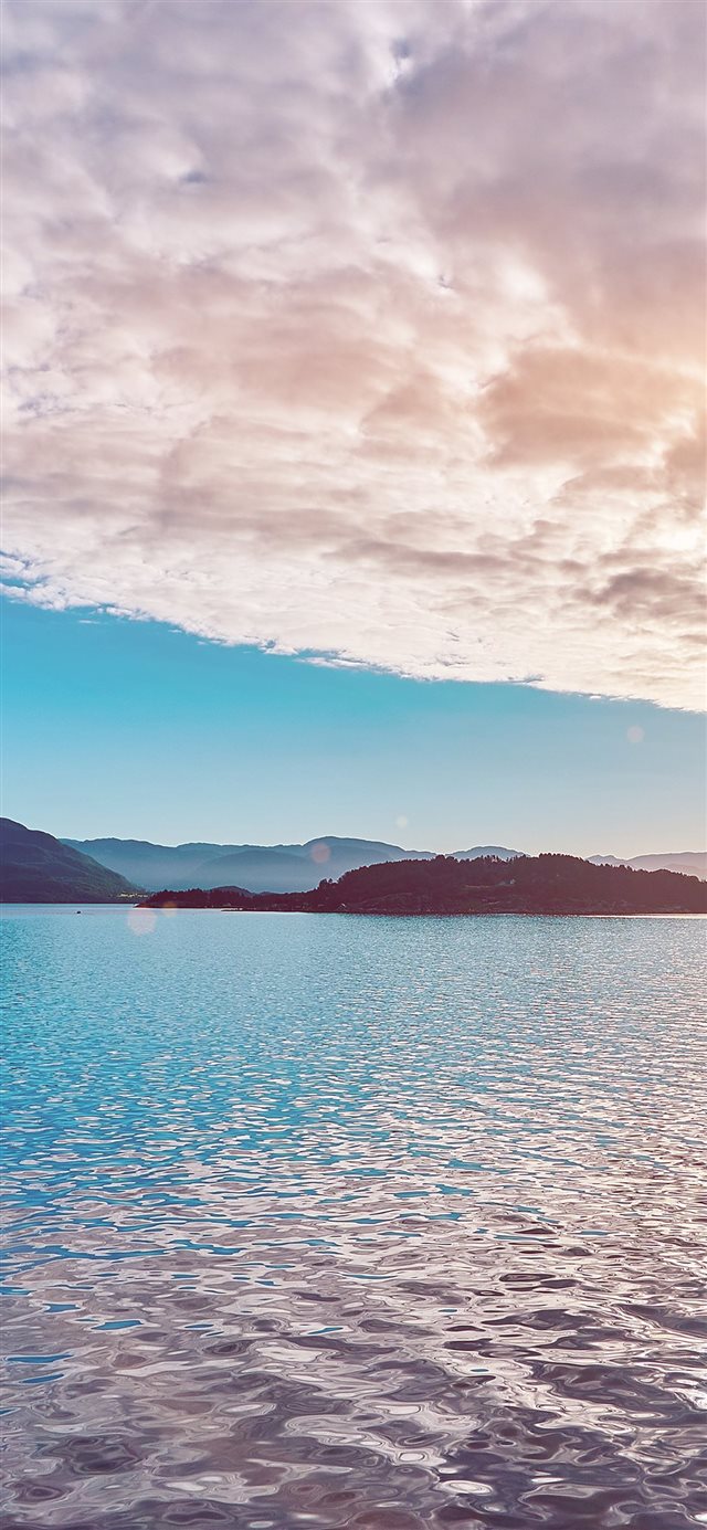 my55 lake mountain summer nature blue healing clou... iPhone X wallpaper 