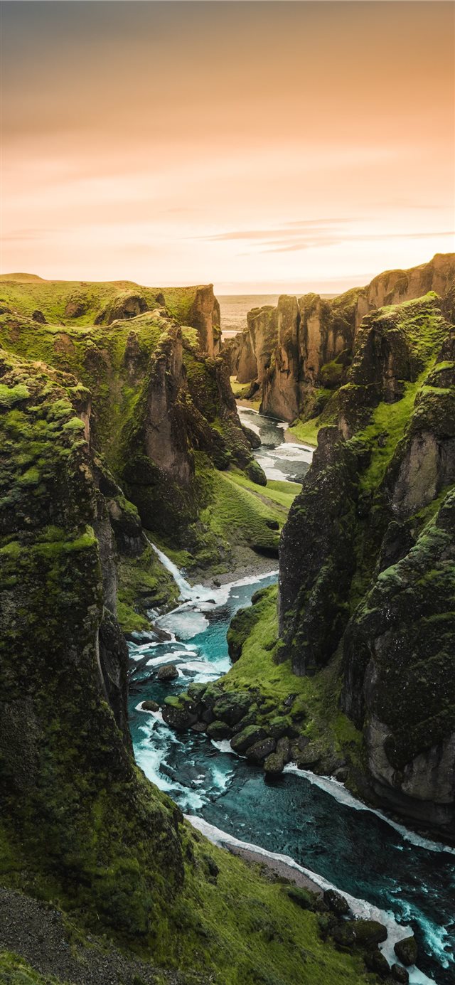 river with mountains on sides iPhone X wallpaper 