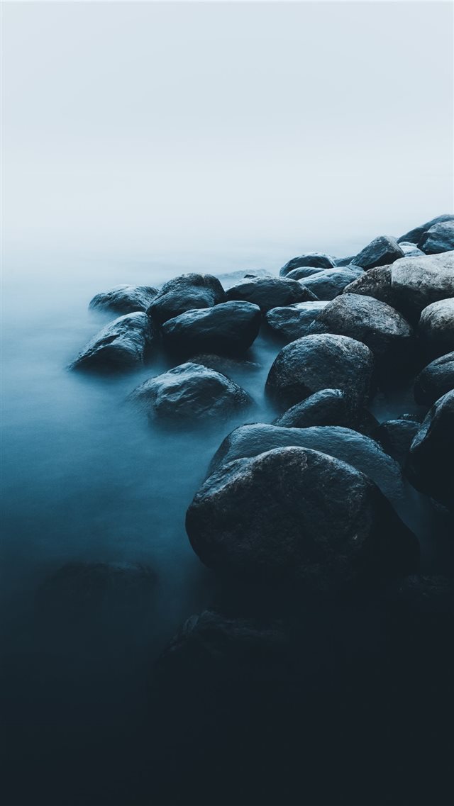 rocks near body of water iPhone 8 wallpaper 