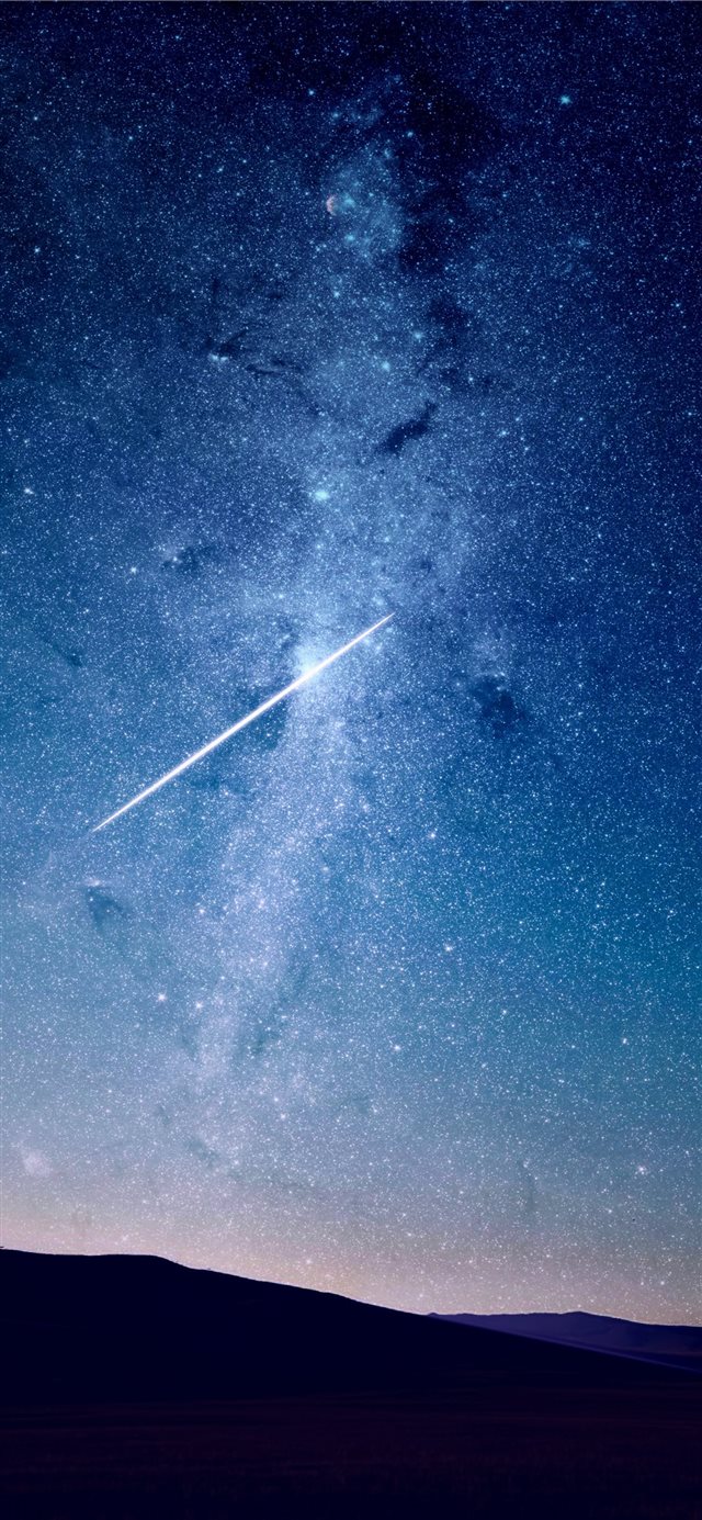 shooting star under blue sky iPhone X wallpaper 