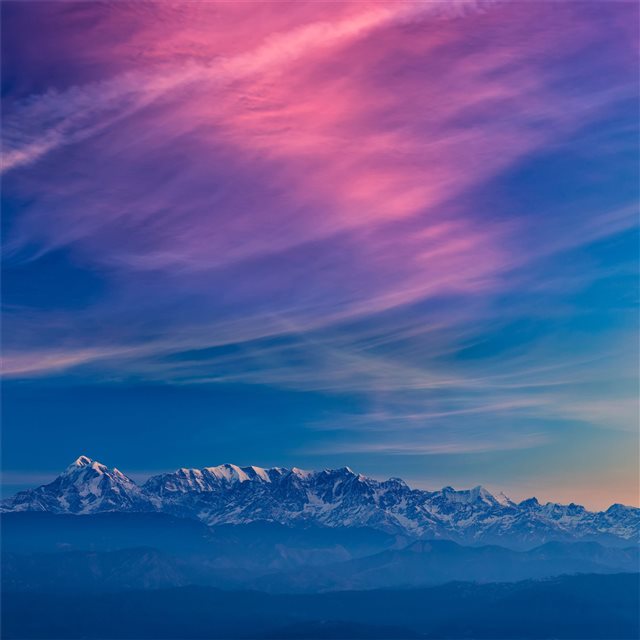 sky mountains fog sunset 5k iPad Pro wallpaper 