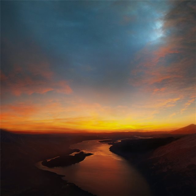 sky river landscape mountains 8k iPad wallpaper 