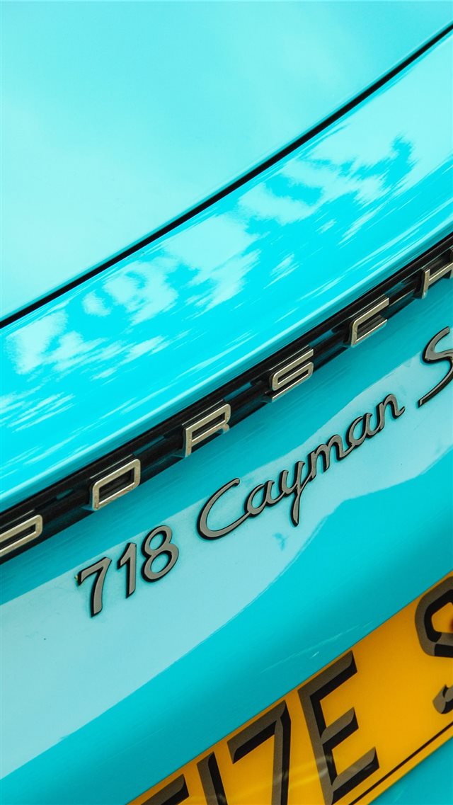 teal Porsche Cayman 718 S iPhone 8 wallpaper 