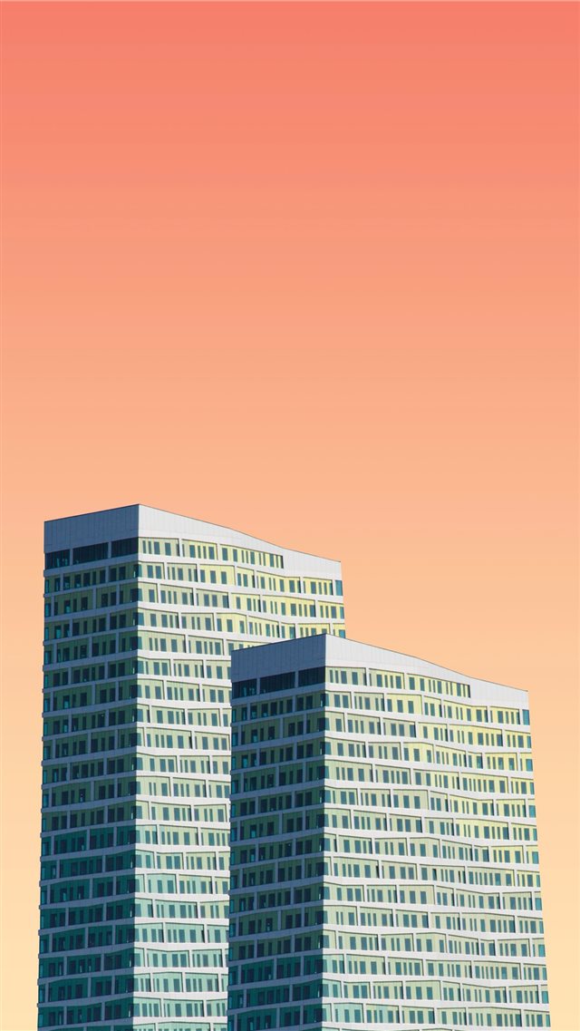 two gray high rise building illustrations iPhone 8 wallpaper 