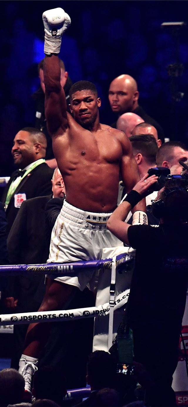 Anthony Joshua after his victory iPhone 11 wallpaper 