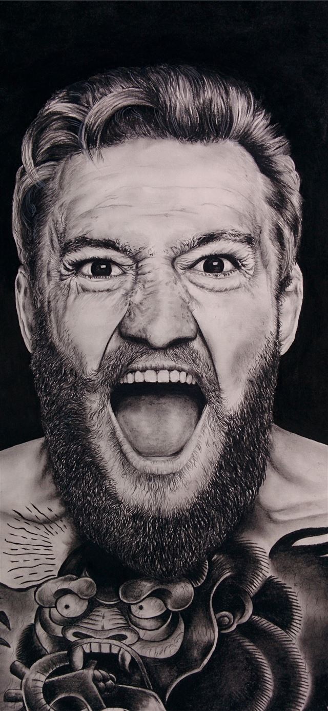 Conor McGregor Portrait Pencil and Graphite A2 htt... iPhone X wallpaper 