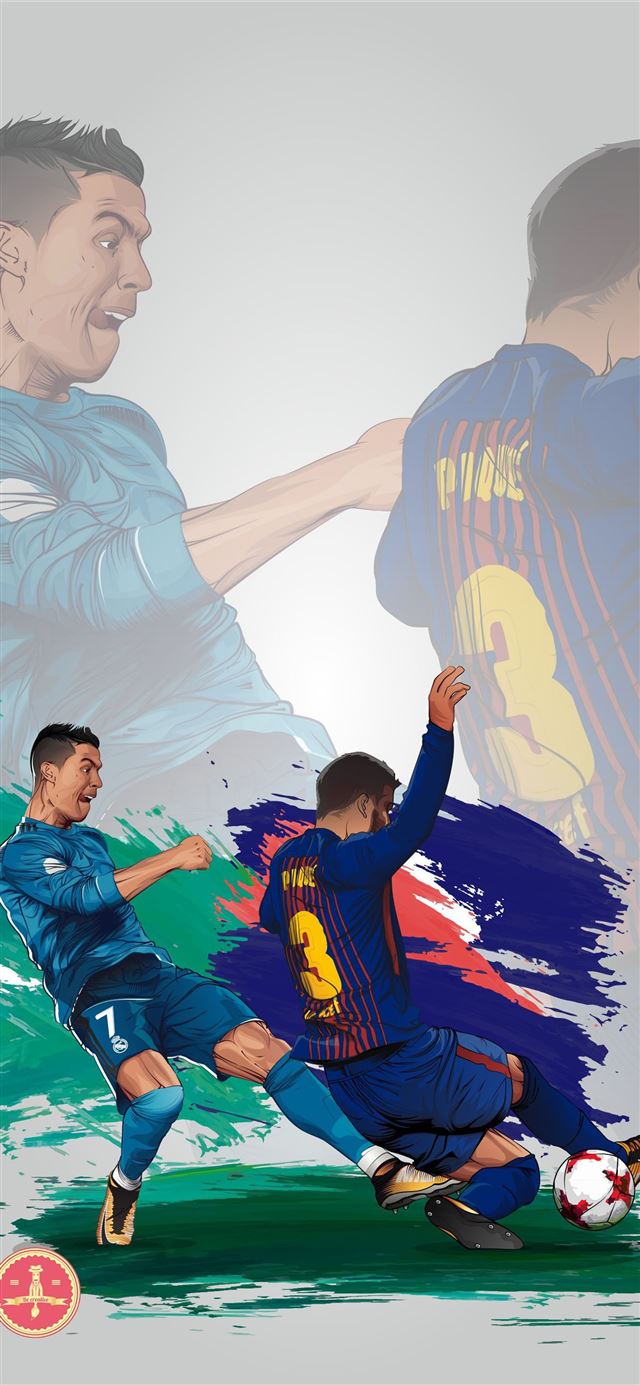 Cristiano Ronaldo Gerard Pique Vector iPhone X wallpaper 