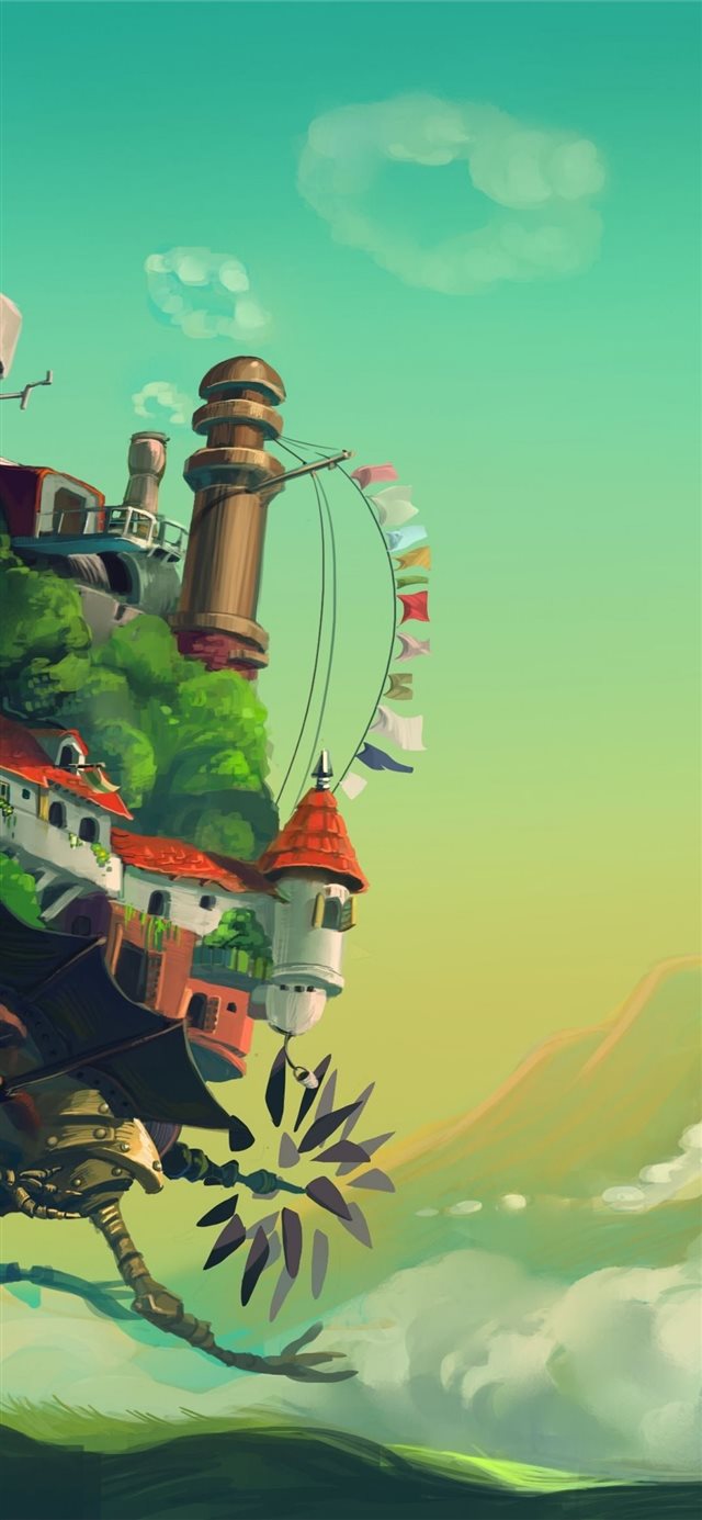 Howl's Moving Castle Hayao Miyazaki Studio iPhone X wallpaper 