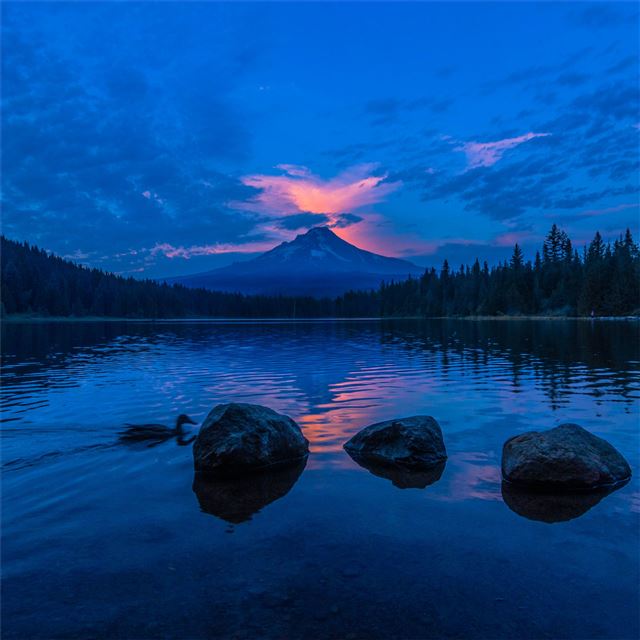 lake blue sky sunset 4k iPad Pro wallpaper 