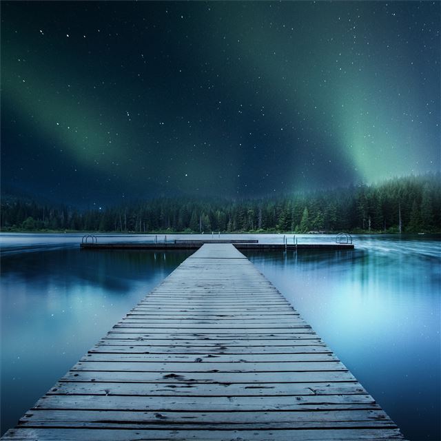 landscape jetty lake night sky 8k iPad Air wallpaper 