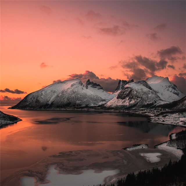 scenic photo of lake 5k iPad wallpaper 