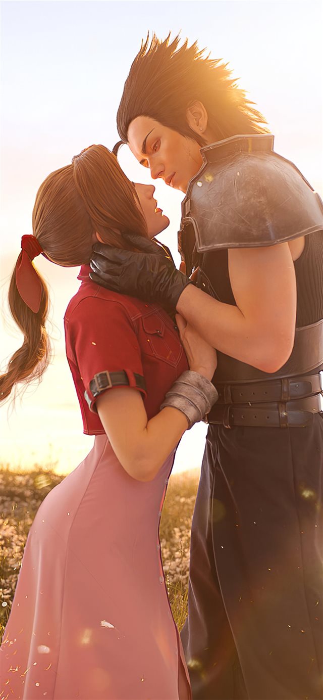 zack fair and aerith cosplay 4k iPhone 11 wallpaper 