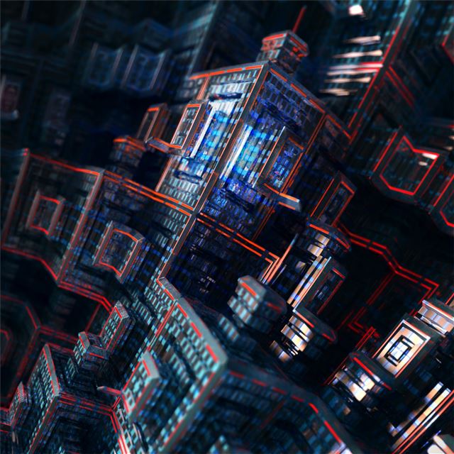 4k fractal buildings iPad Air wallpaper 