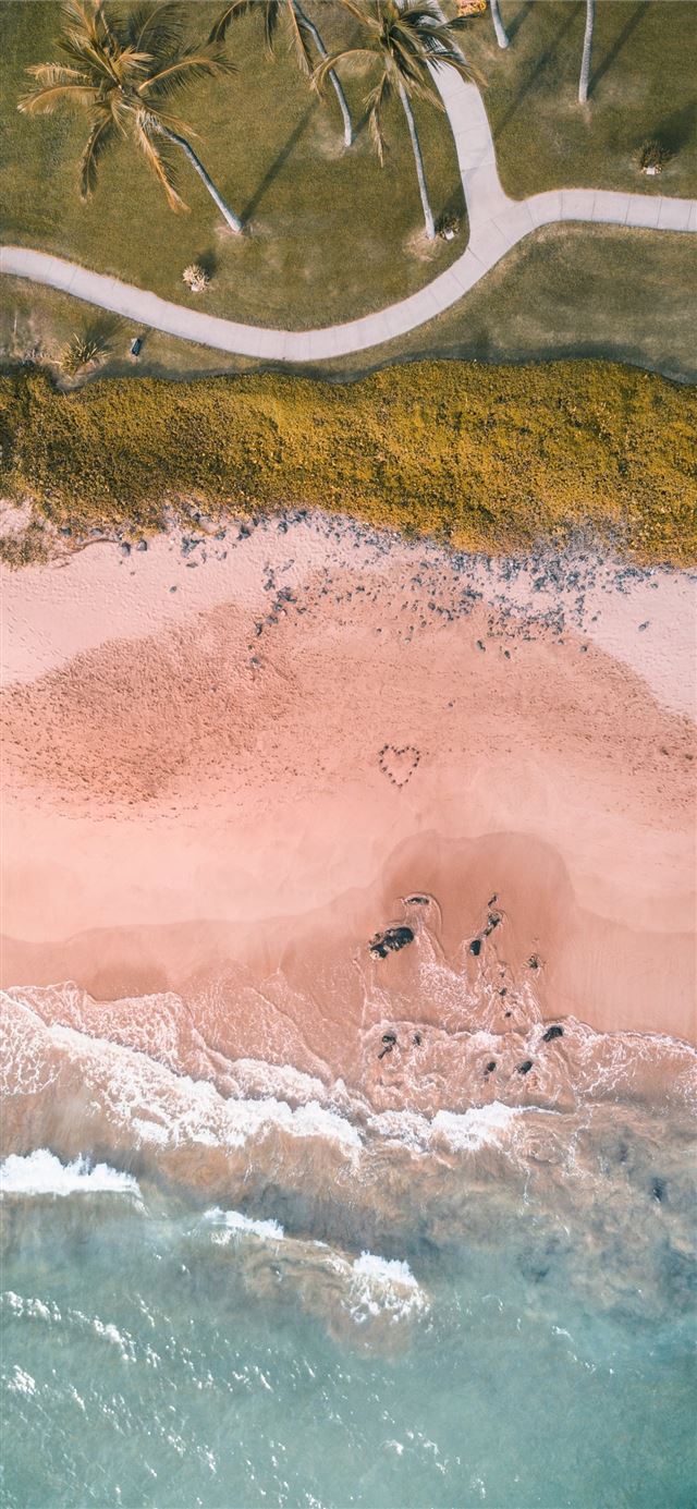 bird's eye view of shore iPhone X wallpaper 