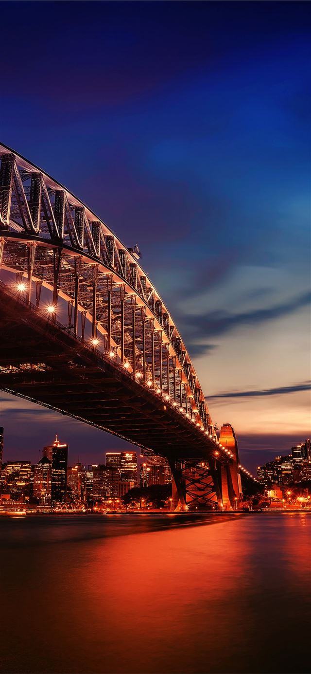 City Lights Sydney Harbour Bridge 4k Samsung Galax... iPhone X wallpaper 