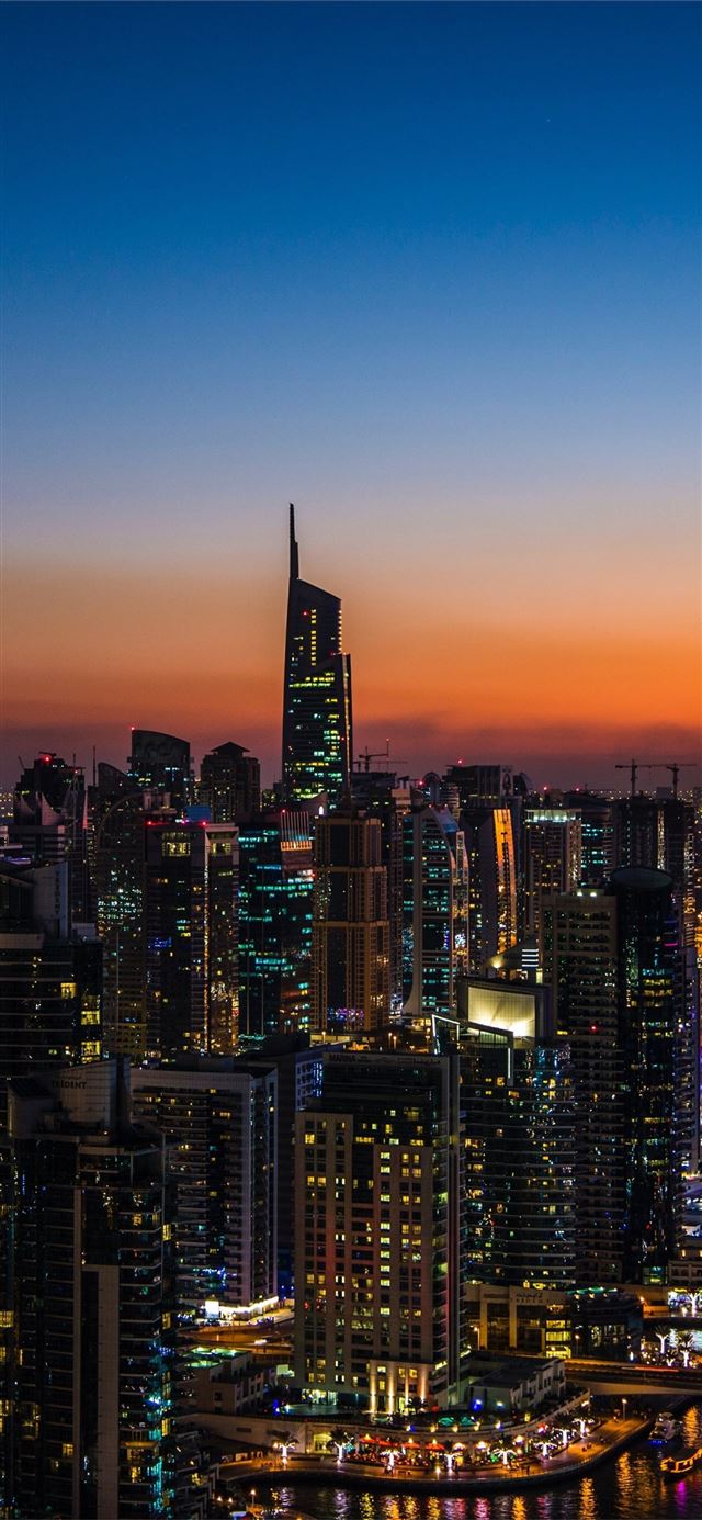 cityscape night of city dubai iPhone 11 wallpaper 