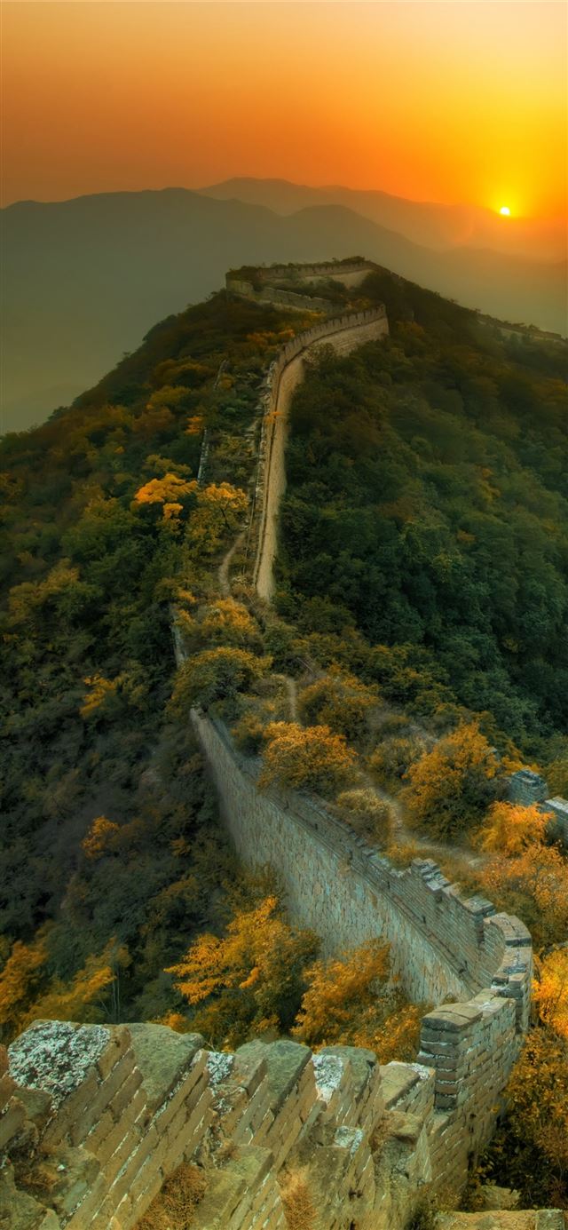 Great Wall of China travel tourism sunset Travel iPhone 11 wallpaper 