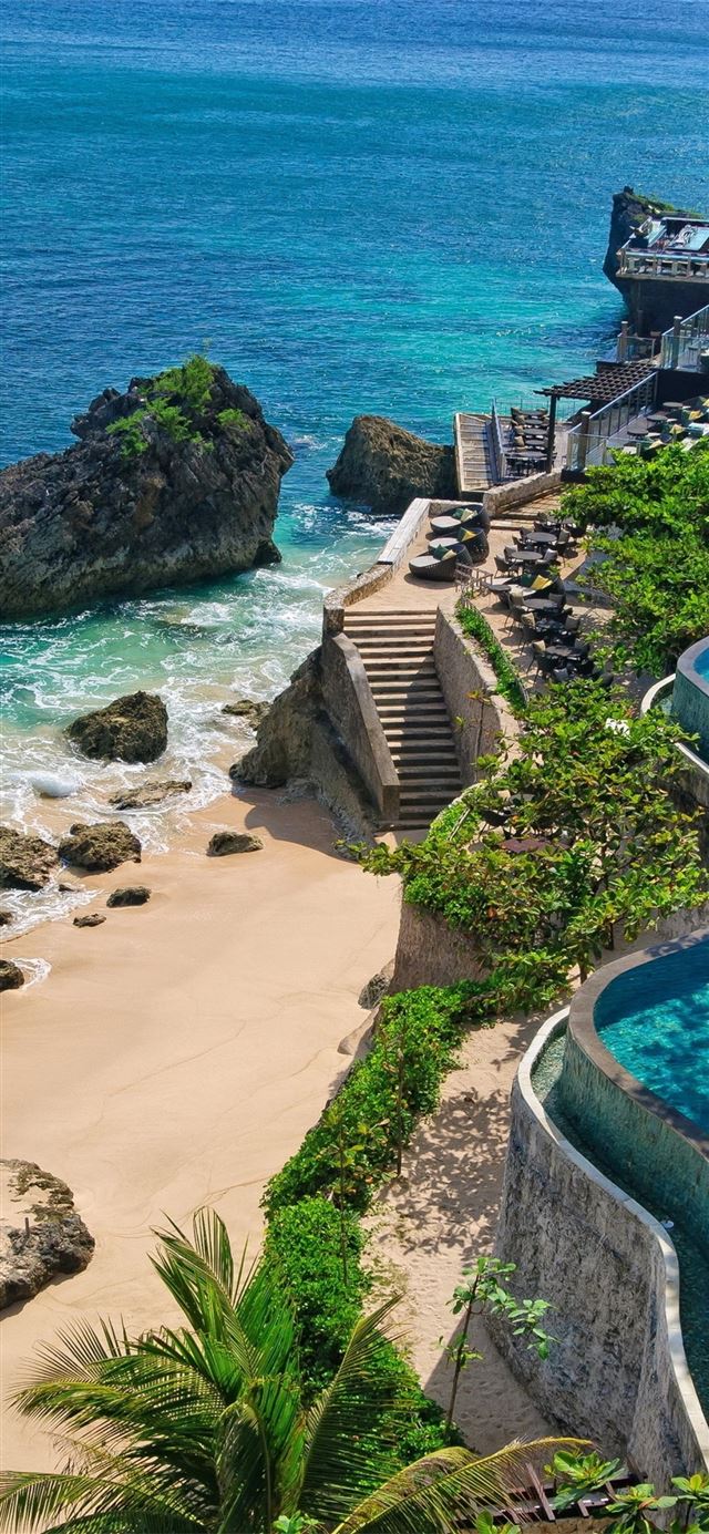 Indonesia Bali Pool Holiday Rocks iPhone X wallpaper 