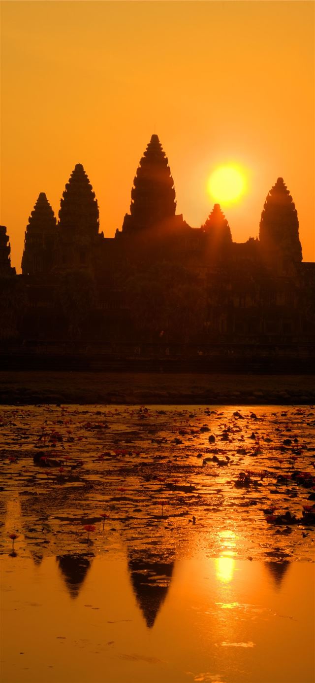 Magic sunset at Angkor Wat Cambodia http www manga... iPhone 11 wallpaper 