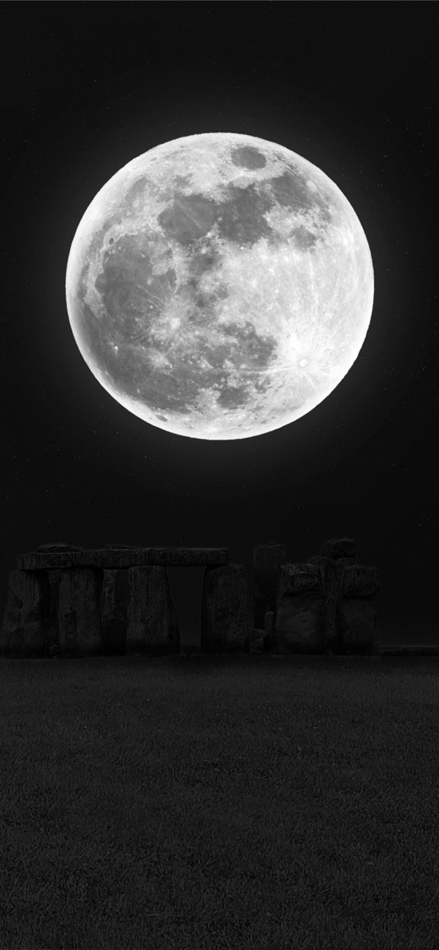 Moon Stars Stonehenge Night for iPhone X wallpaper 