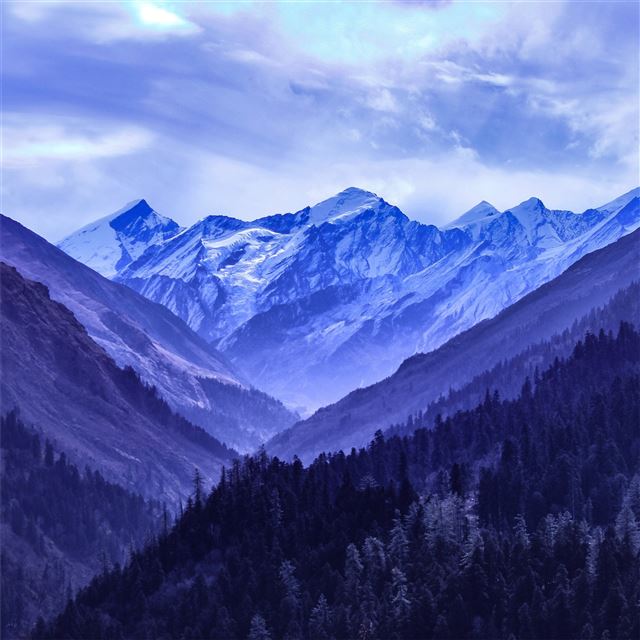 mountain range blue 5k iPad Pro wallpaper 