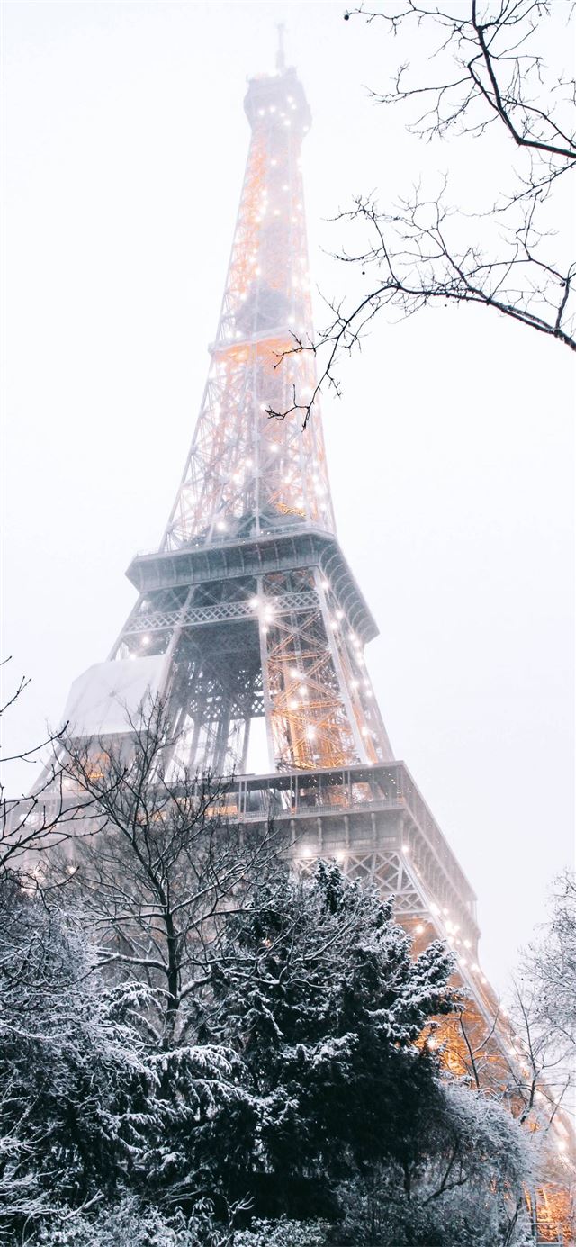 Snowy Paris Coeur iPhone X wallpaper 
