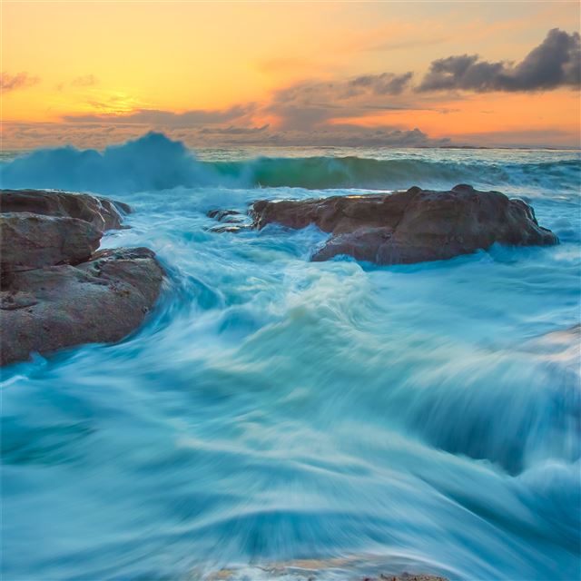 tide and waves long exposure 4k iPad Air wallpaper 