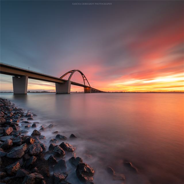 bridge sunset 8k iPad Pro wallpaper 
