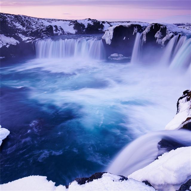 godafoss falls waterfall snow iPad Pro wallpaper 