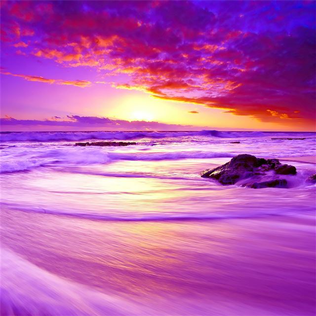 purple beach sunset 4k iPad Pro wallpaper 