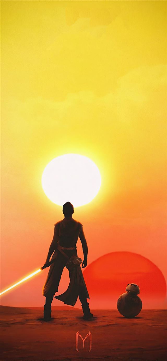 rey and bb8 4k iPhone X wallpaper 