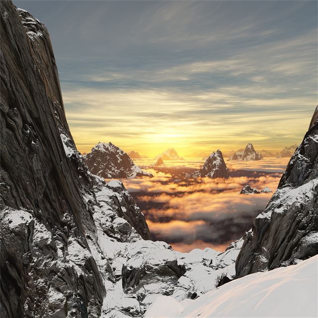 scenery snow mountains iPad wallpaper 