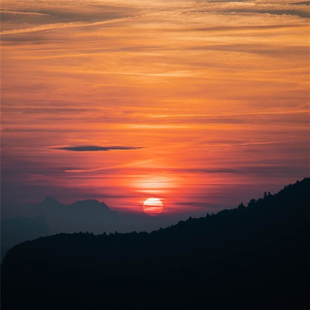 sunset mountains hill 4k iPad wallpaper 