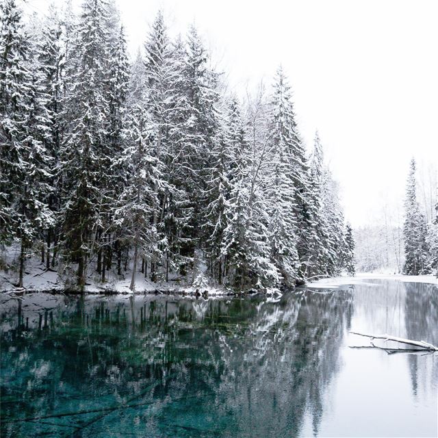 winter cold lake iPad wallpaper 