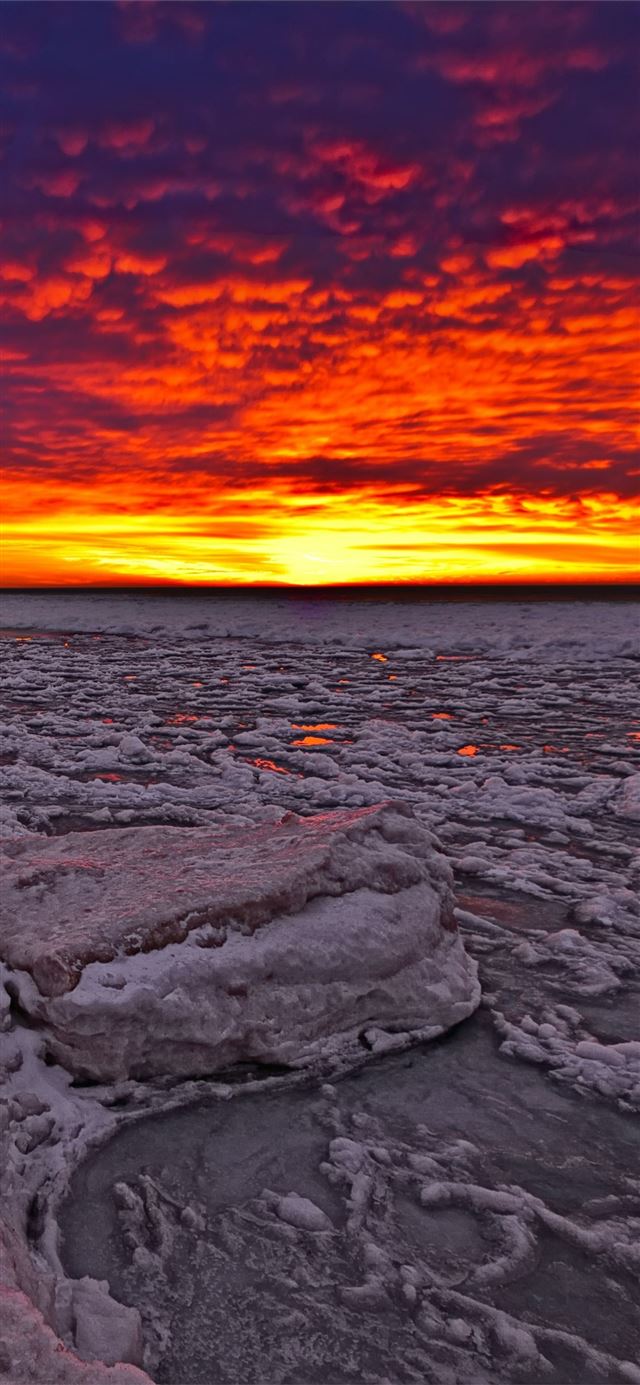 ice glow red sky 5k iPhone 11 wallpaper 