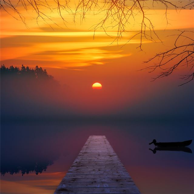 lake sunset reflection 5k iPad Pro wallpaper 