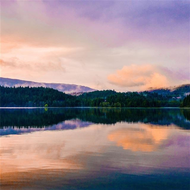 mirror lake reflection sunset scenic 5k iPad wallpaper 