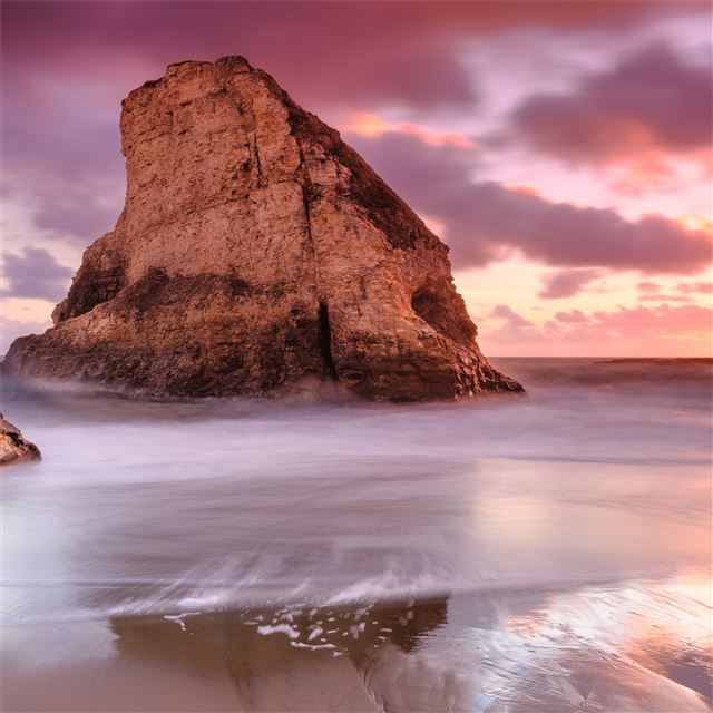 ocean rocks beach sea coast 8k iPad Pro wallpaper 