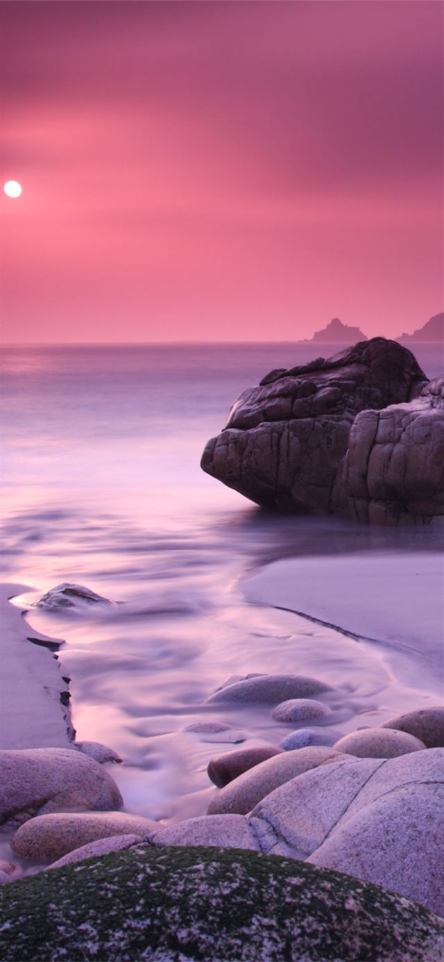 rock beach cool sunset iPhone X wallpaper 